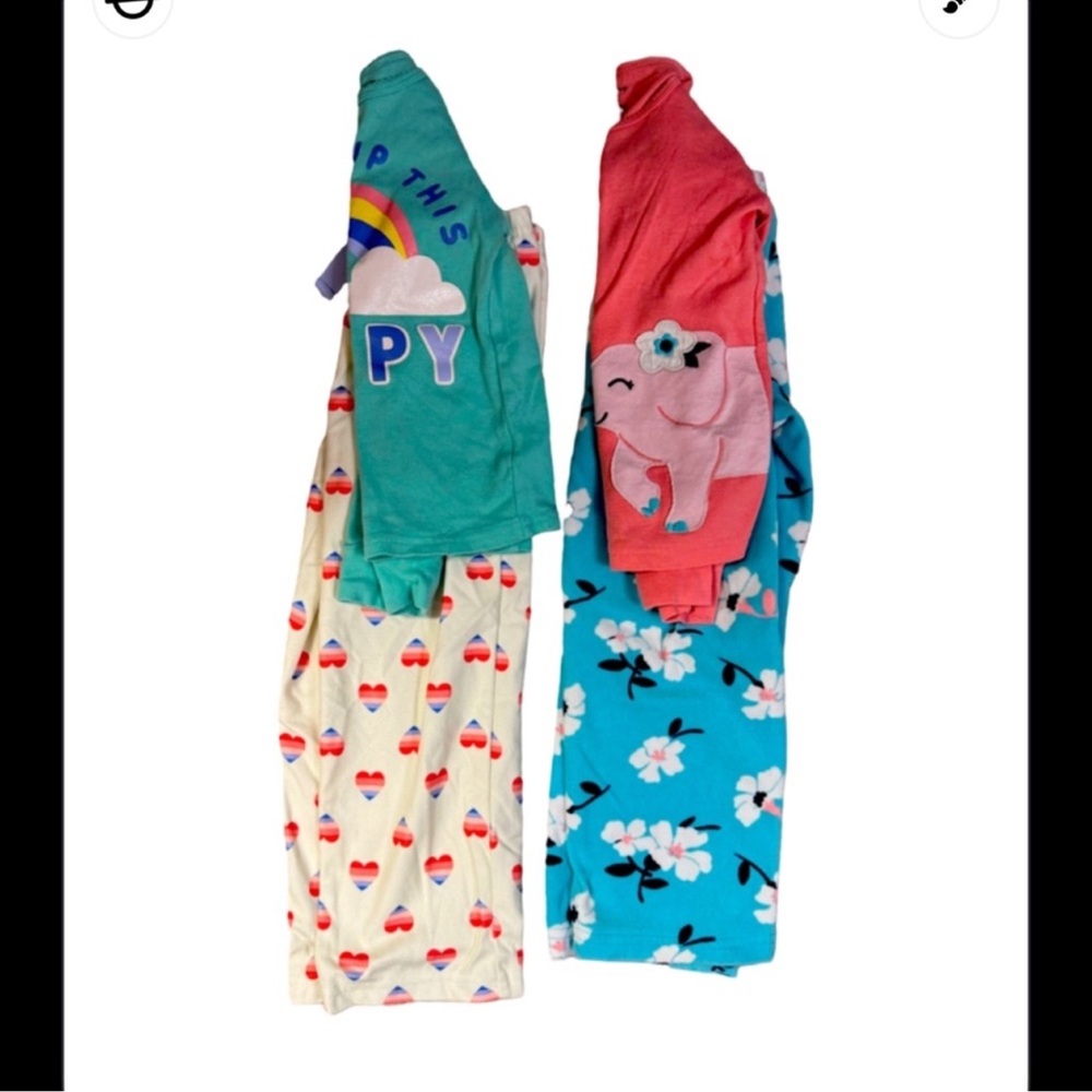 Carter's Green and Blue Pajama Set with Elephant and Floral Prints